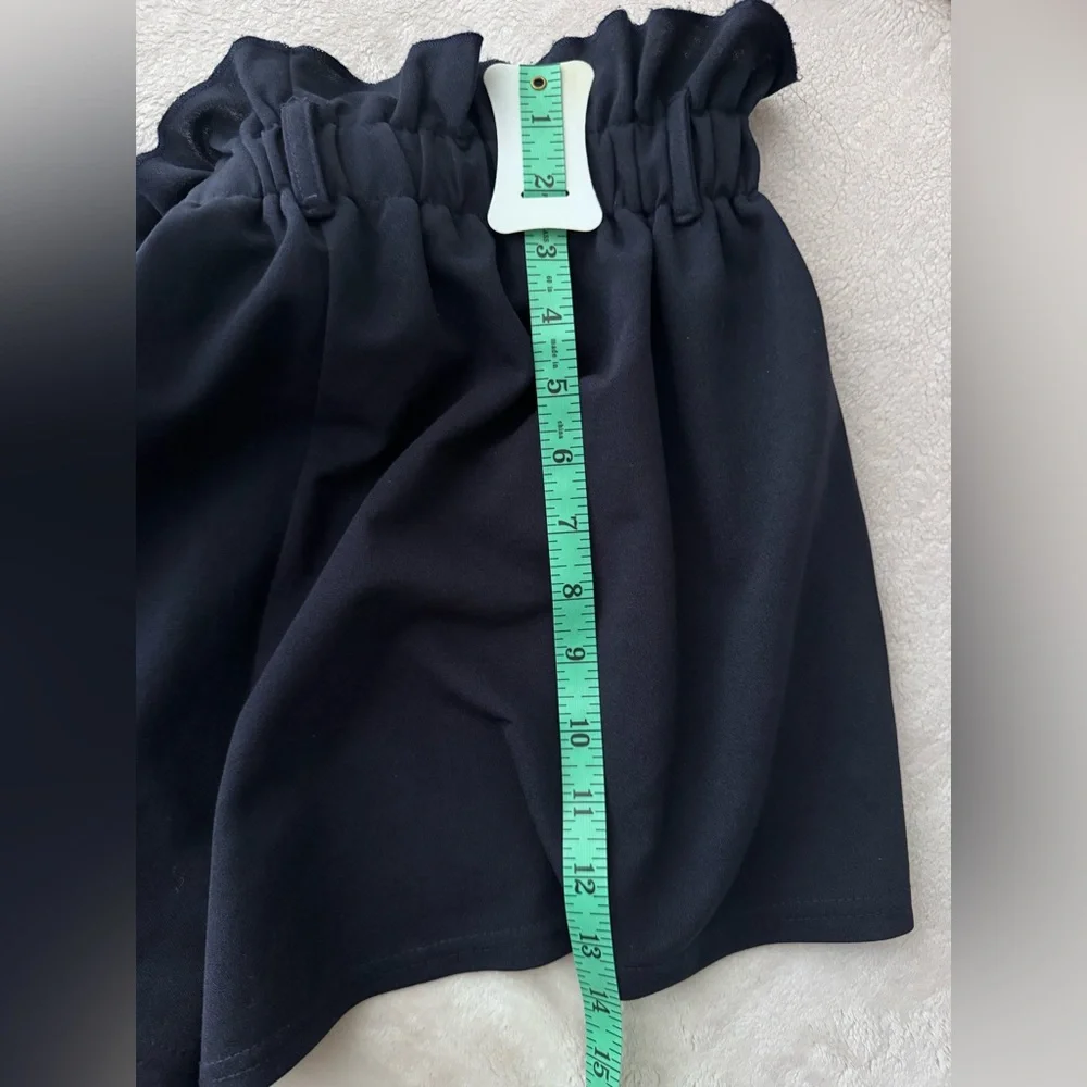 Chic Navy Blue Ruffle Shorts with Belt Loops